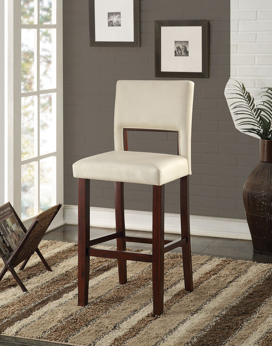 " White And Espresso Solid Wood Bar Chair