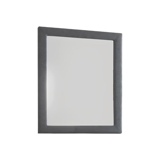 Two Tone Gray Upholstered Accent Vanity Mirror