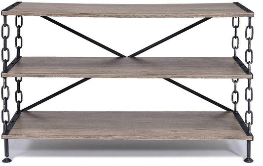 48" X 18" X 31" Rustic Oak And Antique Black TV Stand