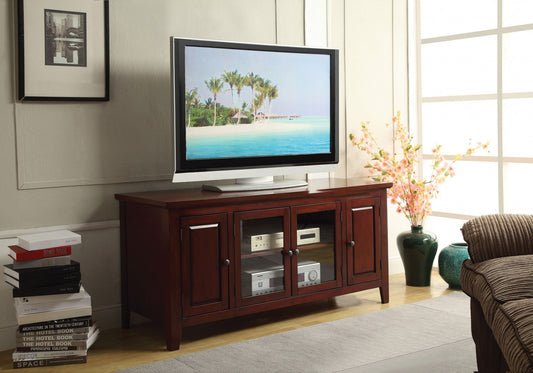 55" X 20" X 26" Cherry Solid Poplar Wood TV Stand