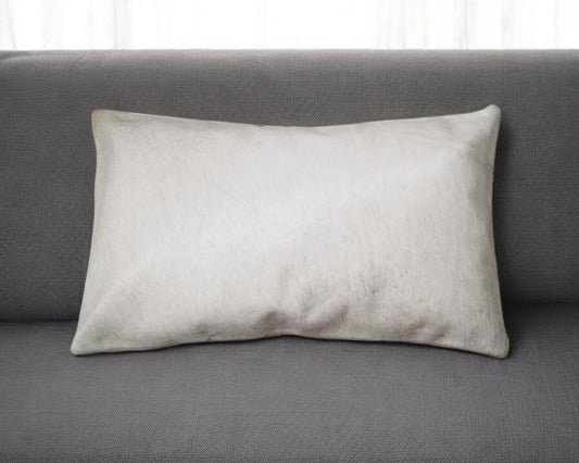 12" X 20" Off White Cowhide Pillow