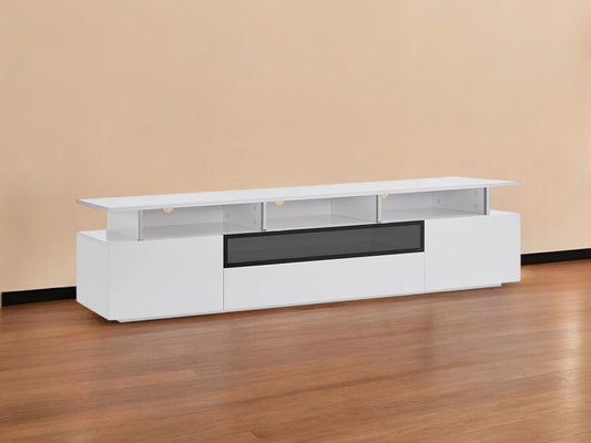 83" White Enclosed and Open Storage TV Stand