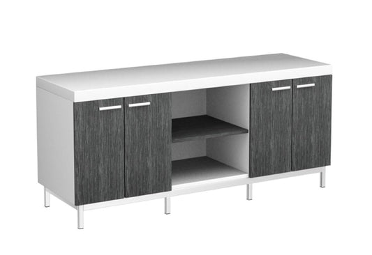 60" Gray and White Cabinet Enclosed Storage TV Stand