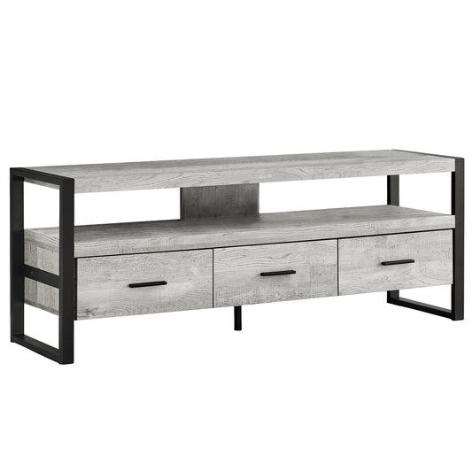 59" Black and Gray Cabinet Enclosed Storage TV Stand