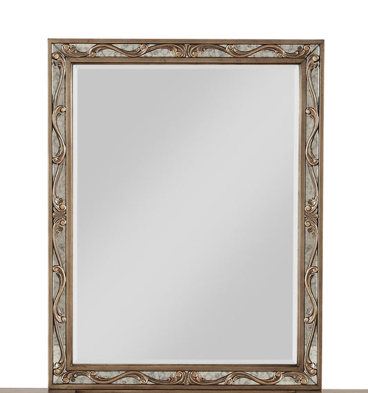 38" Antique Gold Wood Vanity Mirror