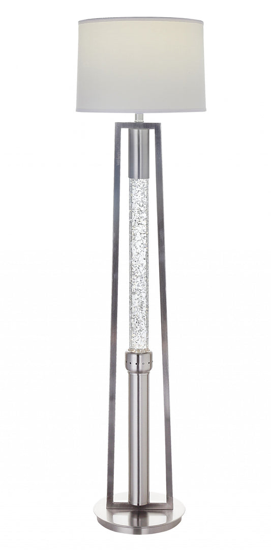 15" X 15" X 58" Brushed Nickel Metal Glass Led Shade Floor Lamp
