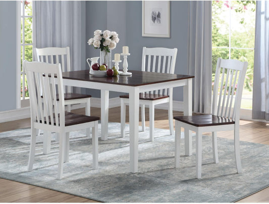 36" X 48" X 30" White Walnut Wood 5Pc Pk Dining Set