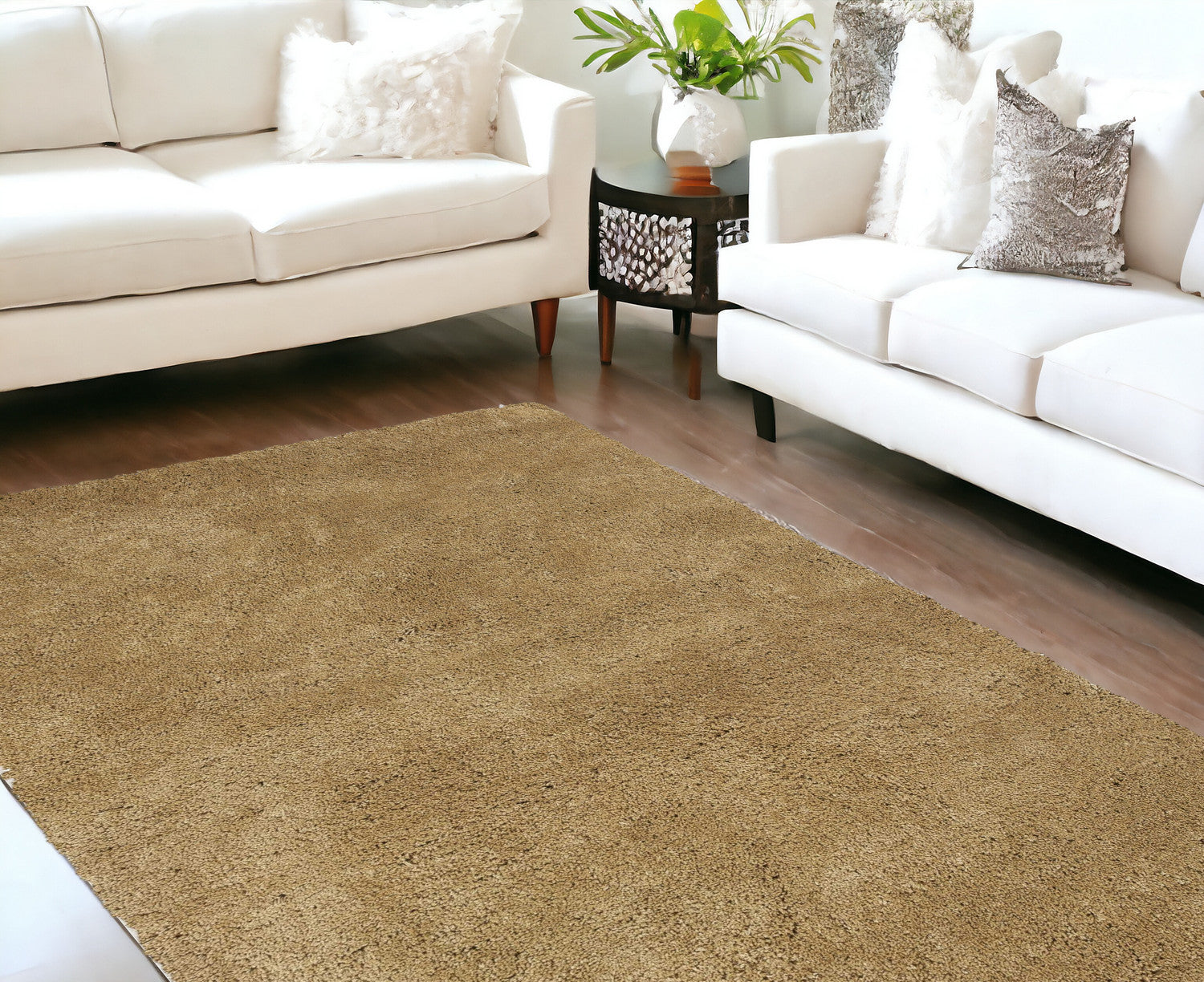 9' X 13' Gold Indoor Shag Rug