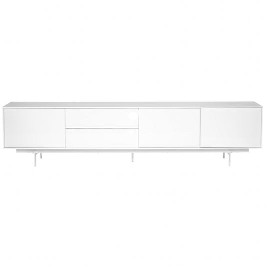 82" White Manufactured And Wood Cabinet Enclosed Storage TV Stand