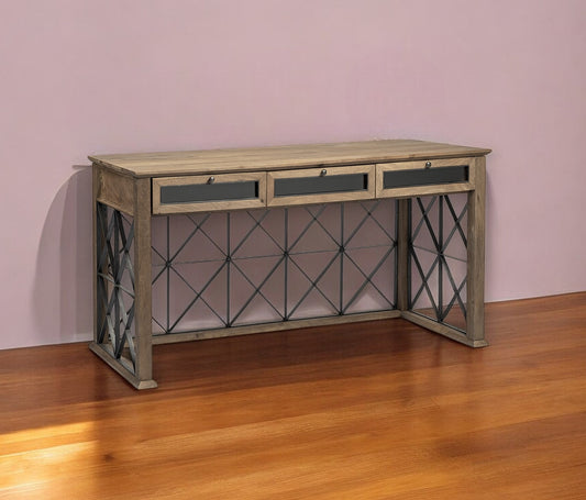 60" Solid Wood Enclosed and Open Storage TV Stand