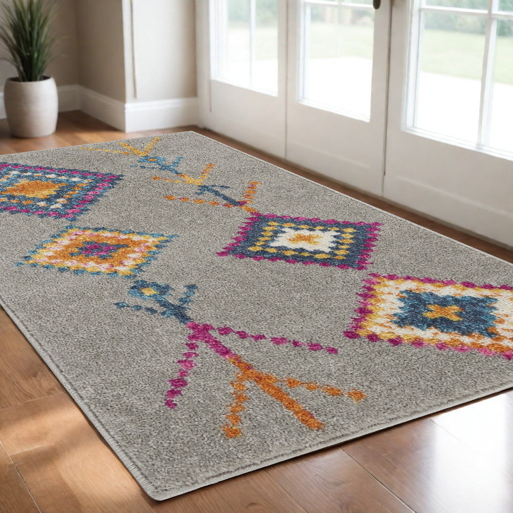 2' X 3' Gray Geometric Berber Area Rug