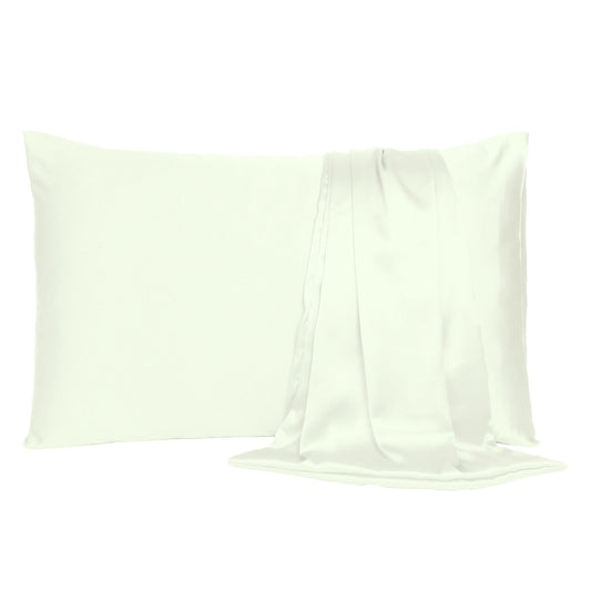 Ivory Dreamy Set Of 2 Silky Satin Standard Pillowcases