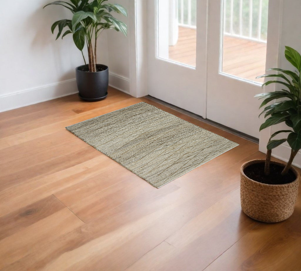 2' X 3' Beige Distressed Tribal Scatter Rug