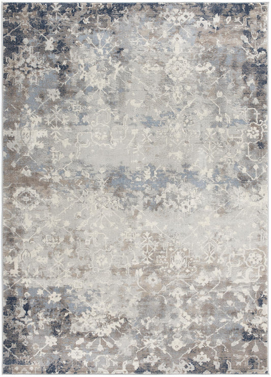 2' X 3' Navy And Beige Distressed Vines Scatter Rug