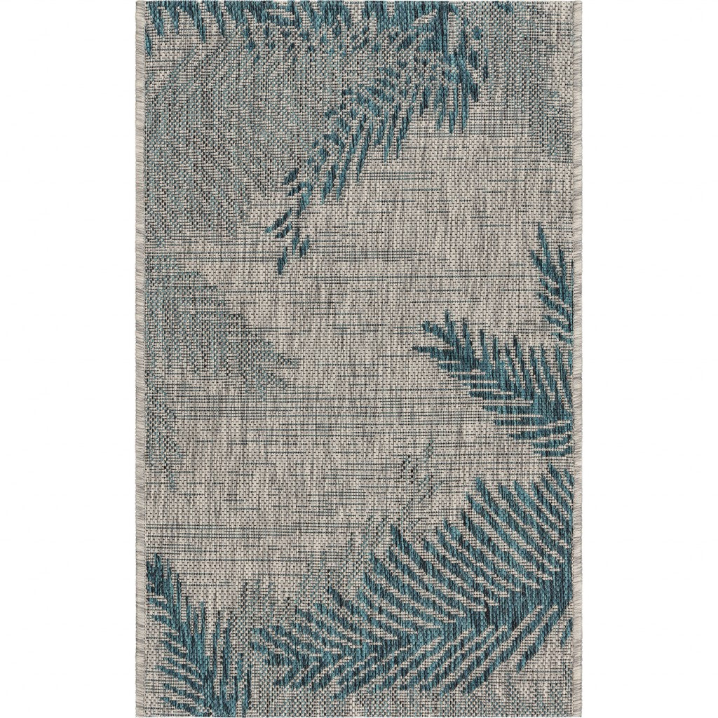 2' X 3' Gray Floral Indoor Outdoor Area Rug