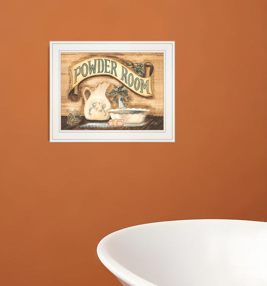 Powder Room 1 White Framed Print Bathroom Wall Art