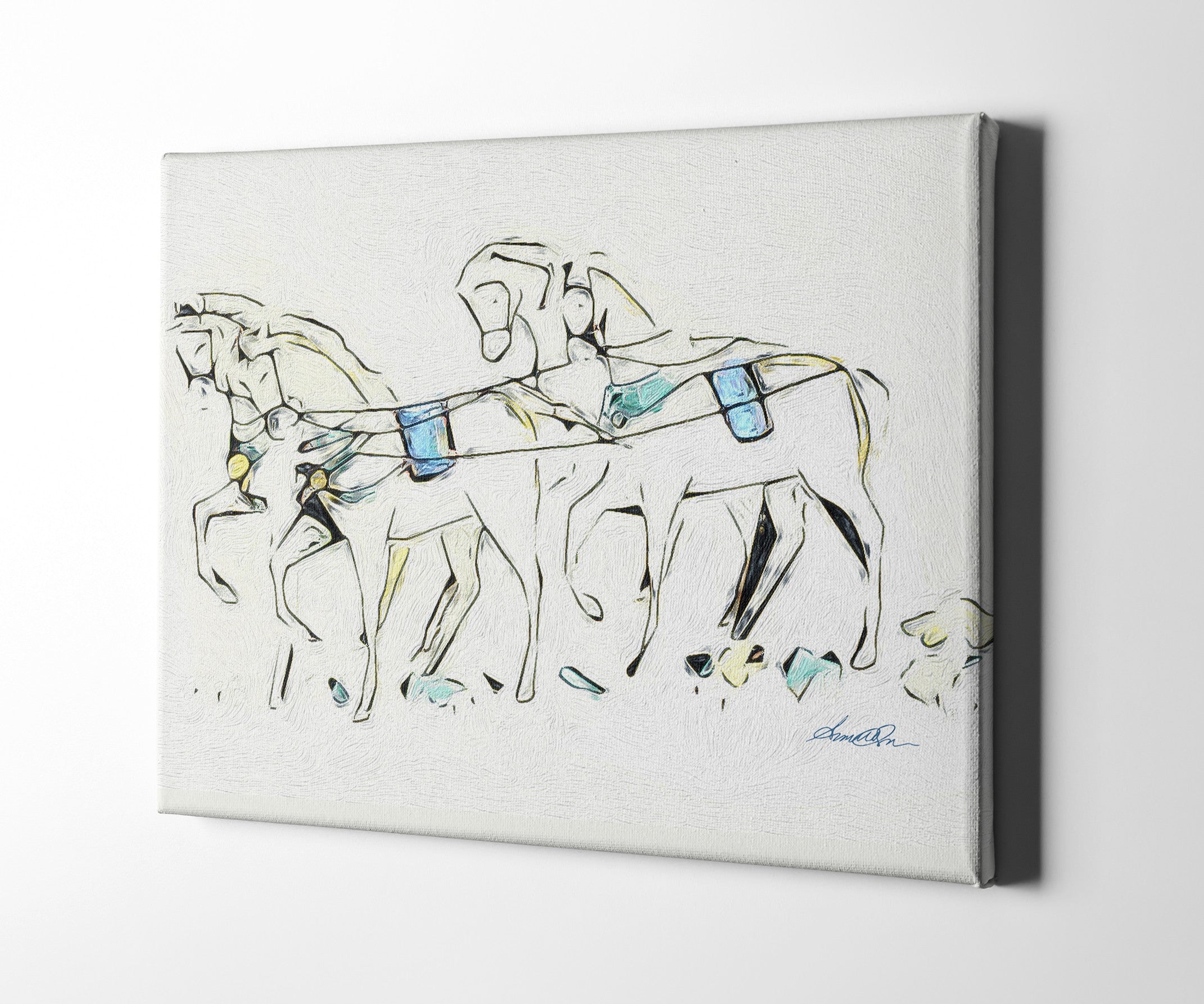 Four Horses Matte Canvas 1 Wrapped Canvas Print Wall Art