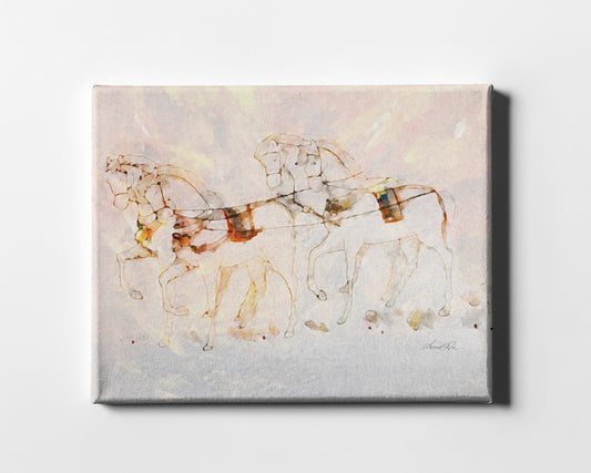 Four Horses Matte Canvas 2 Wrapped Canvas Print Wall Art