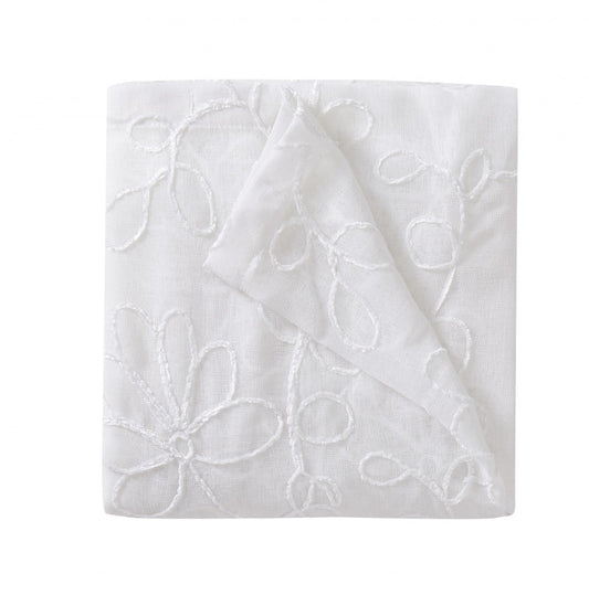 Set of Two 96" White Floral Embroidered Window Panels
