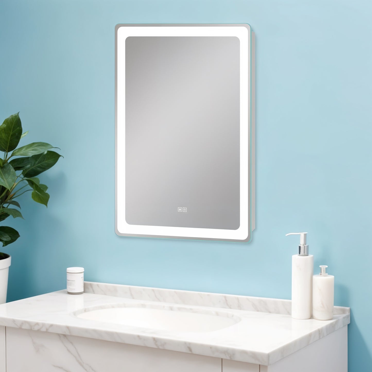 32" Silver Lighted Unframed Bathroom Vanity Mirror