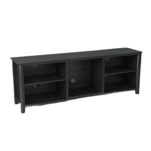 70" Black Open Shelving TV Stand With Bookcase