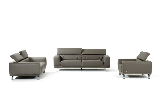 Three Piece Dark Gray Faux leather Six Person Seating Set