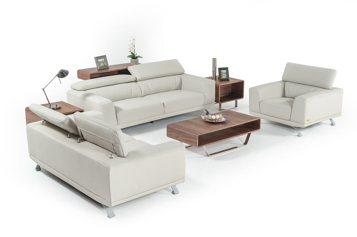Three Piece Light Gray Faux leather Six Person Seating Set