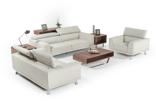 Three Piece Light Gray Faux leather Six Person Seating Set