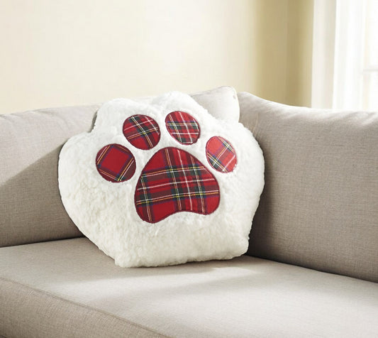 12" X 12" Red and Ivory Novelty Sherpa Throw Pillow With Texture