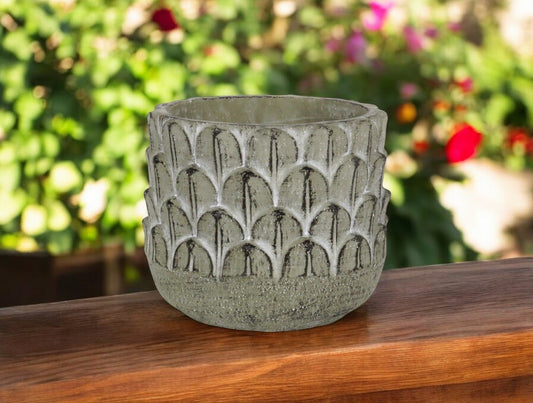 6" Gray Textural Tone On Tone Cement Indoor Outdoor Round Pot Planter