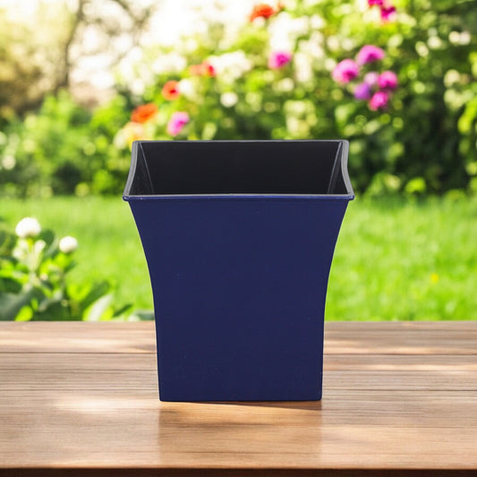 7" Navy Blue Recycled Plastic Indoor Outdoor Square Pot Planter