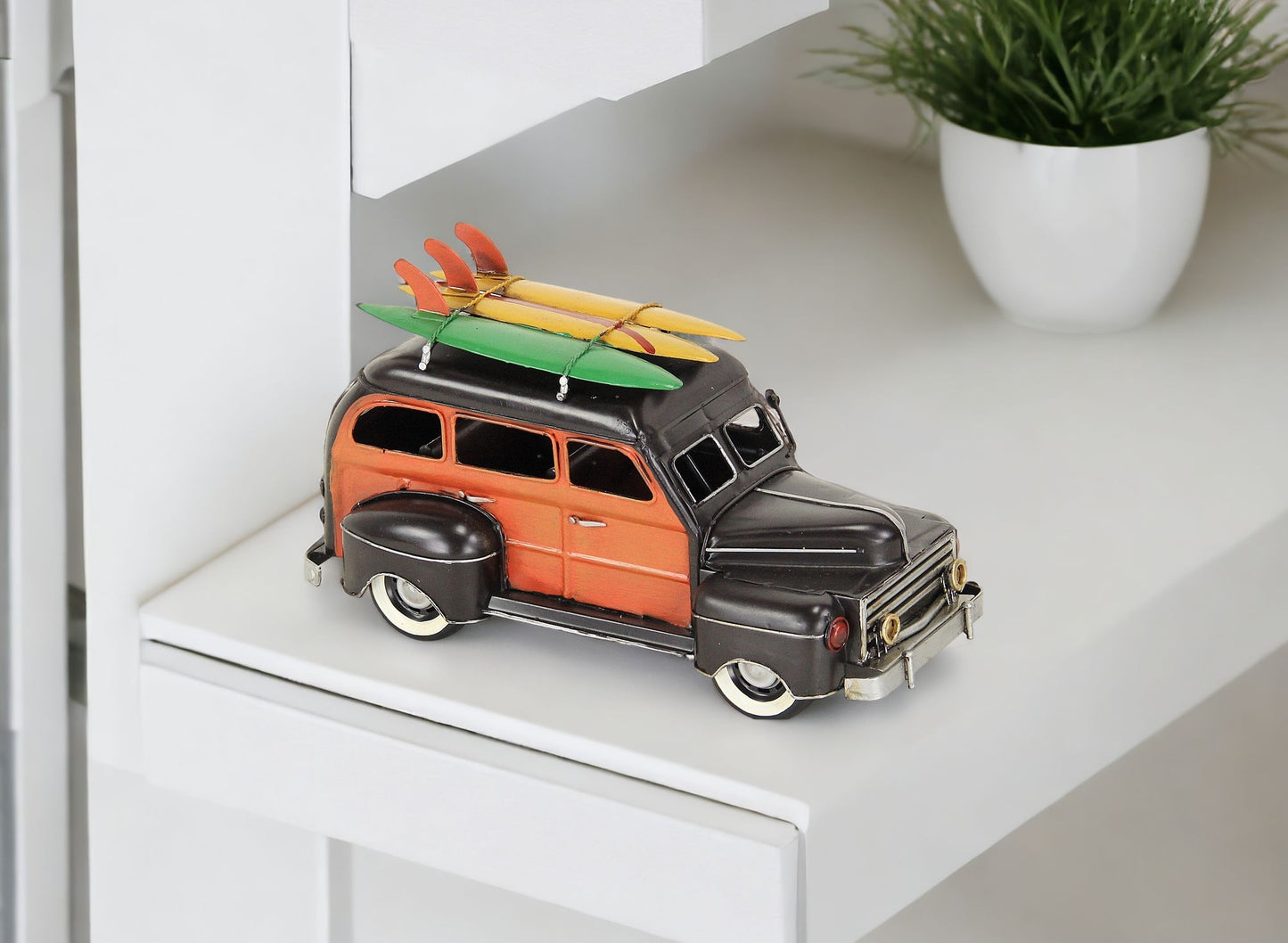 5" Black and Orange Metal Hand Painted Model Car