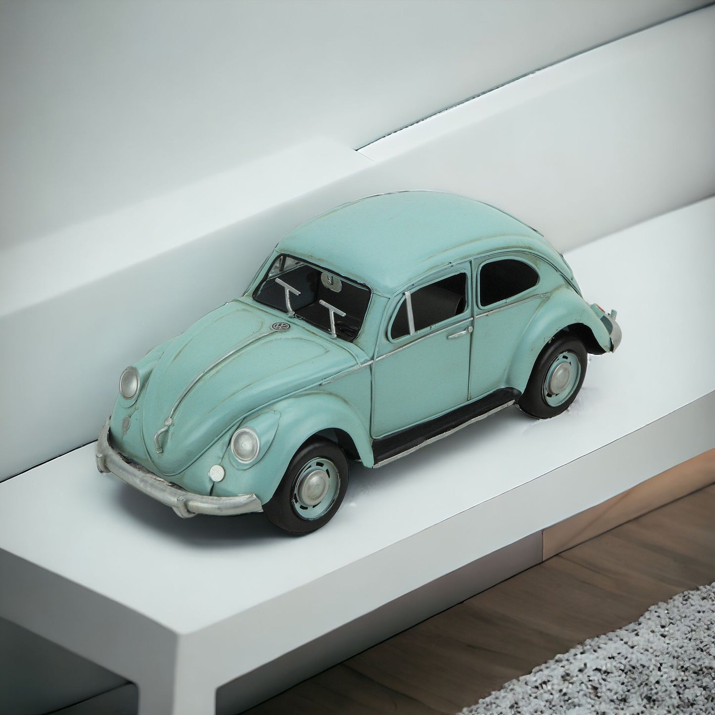 5" Blue and Black Metal Hand Painted Blue Volkswagen Beetle Model Car