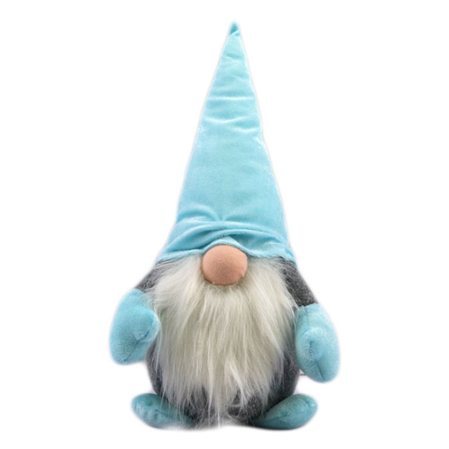 15" Blue and Gray Fabric Christmas Standing Gnome Tabletop Sculpture