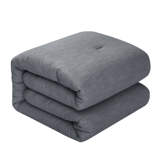 Denim Blue King 100% Cotton 140 Thread Count Washable Down Comforter Set