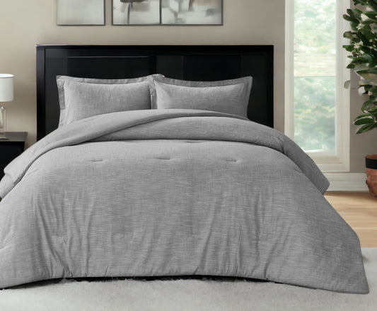 Gray King 100% Cotton 140 Thread Count Washable Down Comforter Set