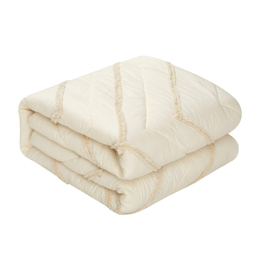 Beige Queen 100% Cotton 220 Thread Count Washable Down Comforter Set