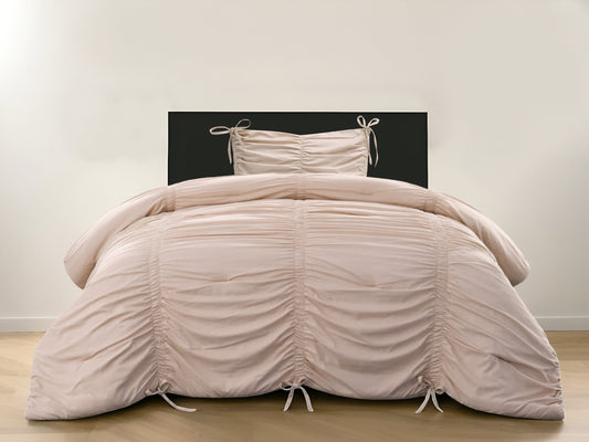 Blush Twin Polyester 180 Thread Count Washable Down Comforter Set