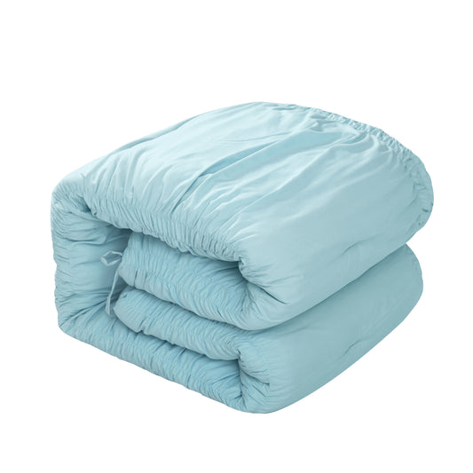 Blue Twin Polyester 180 Thread Count Washable Down Comforter Set
