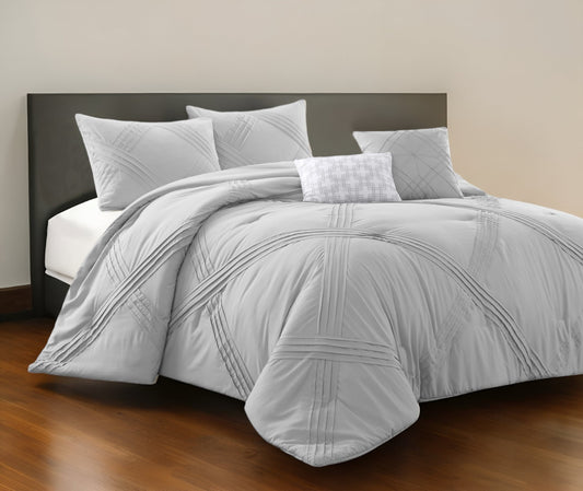 Gray Queen Polyester 140 Thread Count Washable Down Comforter Set