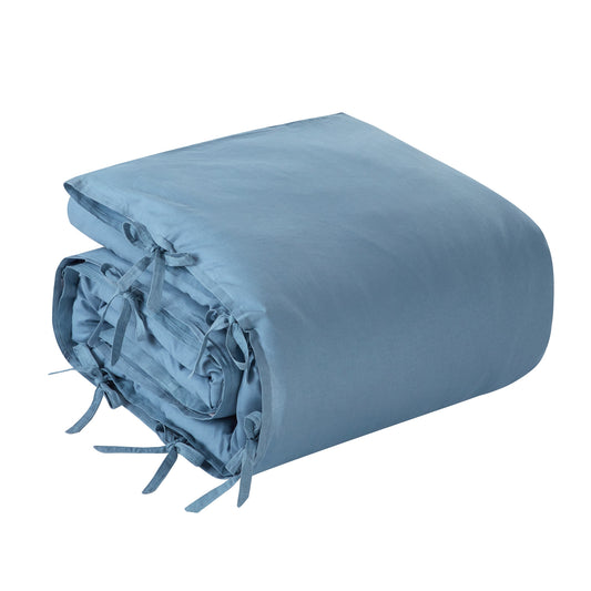 Navy Blue Queen Linen 220 Thread Count Washable Duvet Cover Set