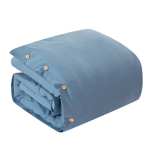Navy Blue Queen 100% Cotton 180 Thread Count Washable Duvet Cover Set