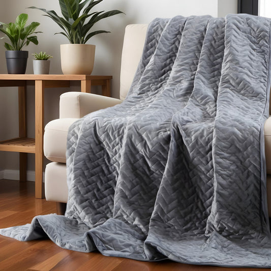 48" x 72" Gray Quilted Microfiber Twin Weighted Duvet Throw Blanket