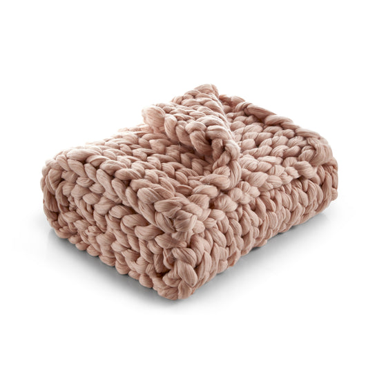 70" X 50" Blush Knitted Polyester Throw Blanket