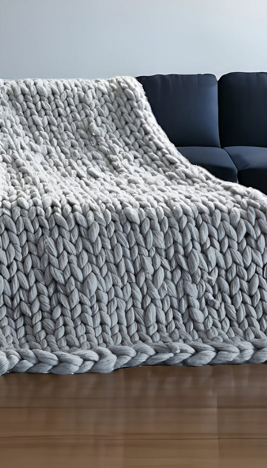 40" X 60" Light Gray Cozy Knit Polyester Throw Blanket
