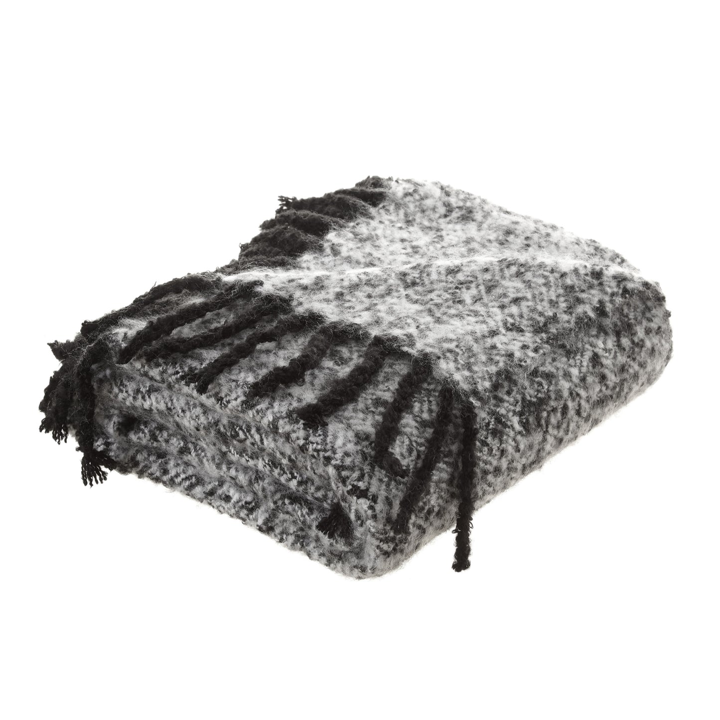 60" X 50" Black Knitted Acrylic Geometric Throw Blanket