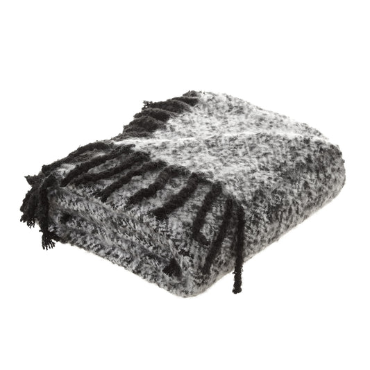 60" X 50" Black Knitted Acrylic Geometric Throw Blanket