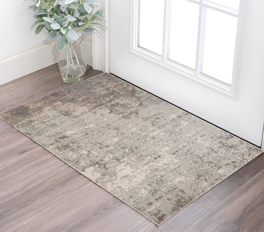 2' X 3' Gray and Dark Gray Abstract Power Loom Area Rug