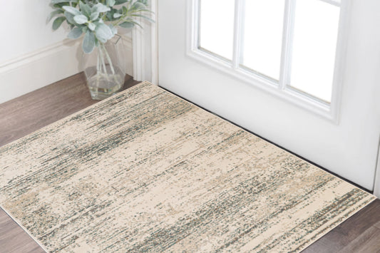 2' X 3' Gray and Ivory Abstract Power Loom Area Rug