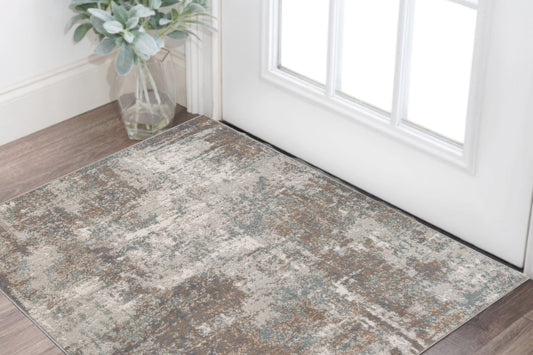 2' X 3' Gray and Light Brown Abstract Power Loom Area Rug